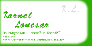 kornel loncsar business card